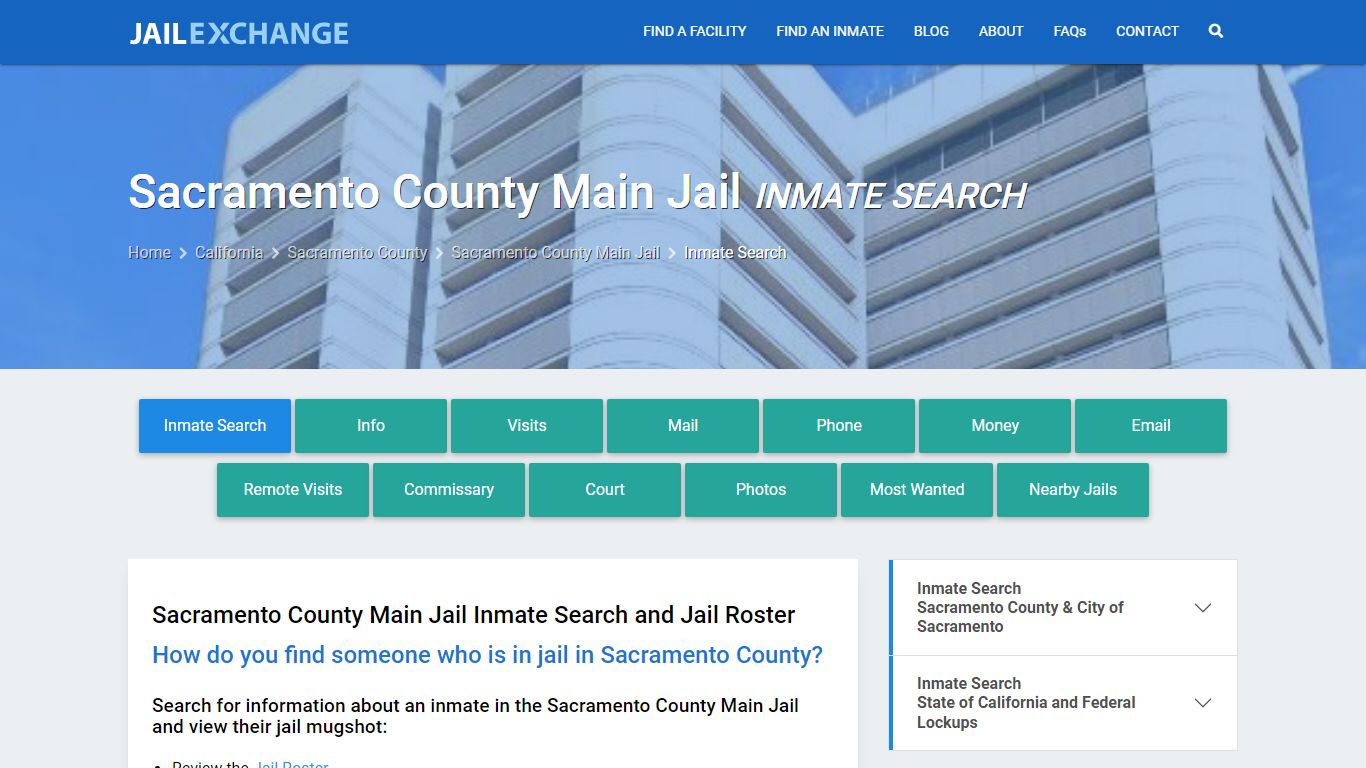 Inmate Search: Roster & Mugshots - Sacramento County Main Jail, CA